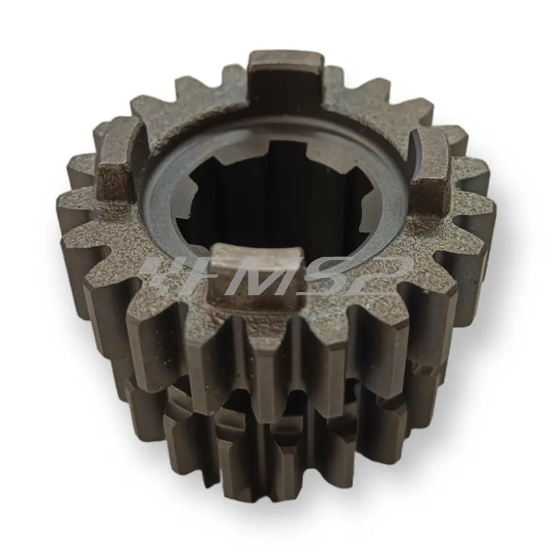 AM00034 Ingranaggio TOP-DR doppio per 3° e 4° marcia montato sull'albero primario con numero denti Z 19 e 22 cambio 2° serie motori Minarelli AM6 2° serie prodotti dal 2012 in poi