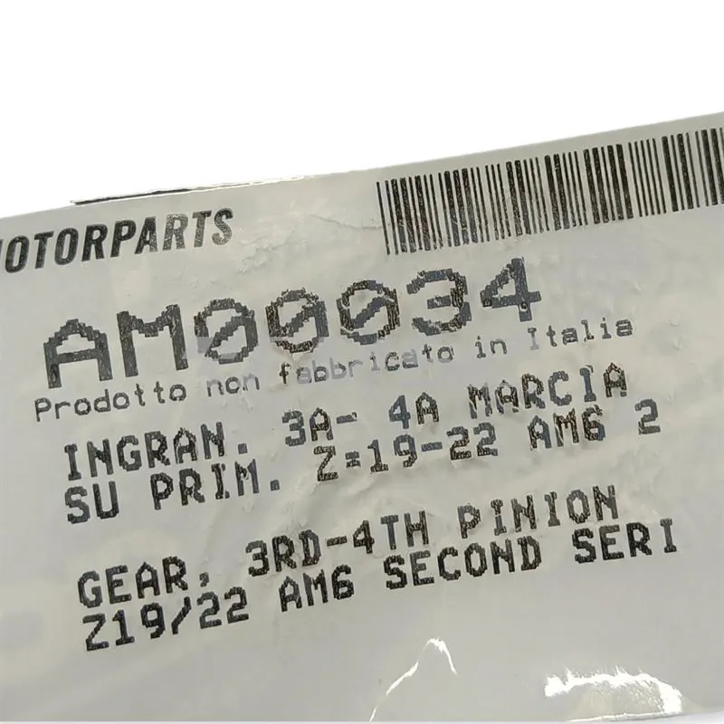 AM00034 Ingranaggio TOP-DR doppio per 3° e 4° marcia montato sull'albero primario con numero denti Z 19 e 22 cambio 2° serie motori Minarelli AM6 2° serie prodotti dal 2012 in poi
