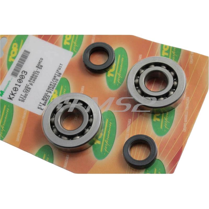 Kit cuscinetti e paraolio DR con cuscinetti CJB SC04A47/CS24 con gabbia in acciaio + coppia paraolio di banco albero motore. kit per tutti gli scooter con motori Piaggio/Gilera con raffreddamento aria e liquido, ricambio KK01003