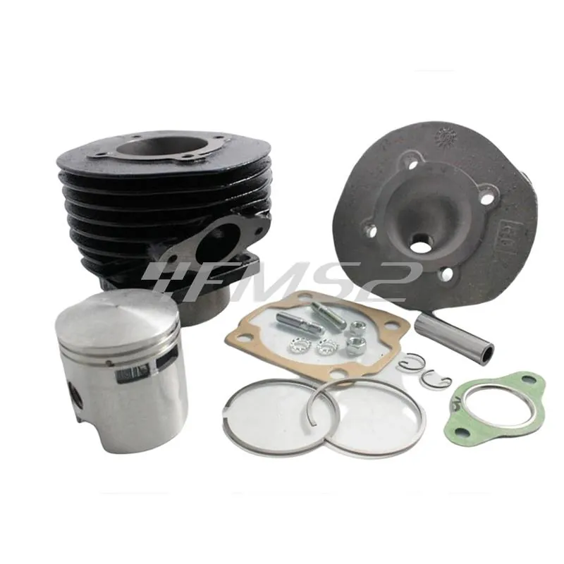 Motore gruppo termico in ghisa completo di pistone e testa dr per Piaggio Vespa, ape 50 con diametro 47 mm (cilindrata 75 cc) e 6 travasi, ricambio KT00013