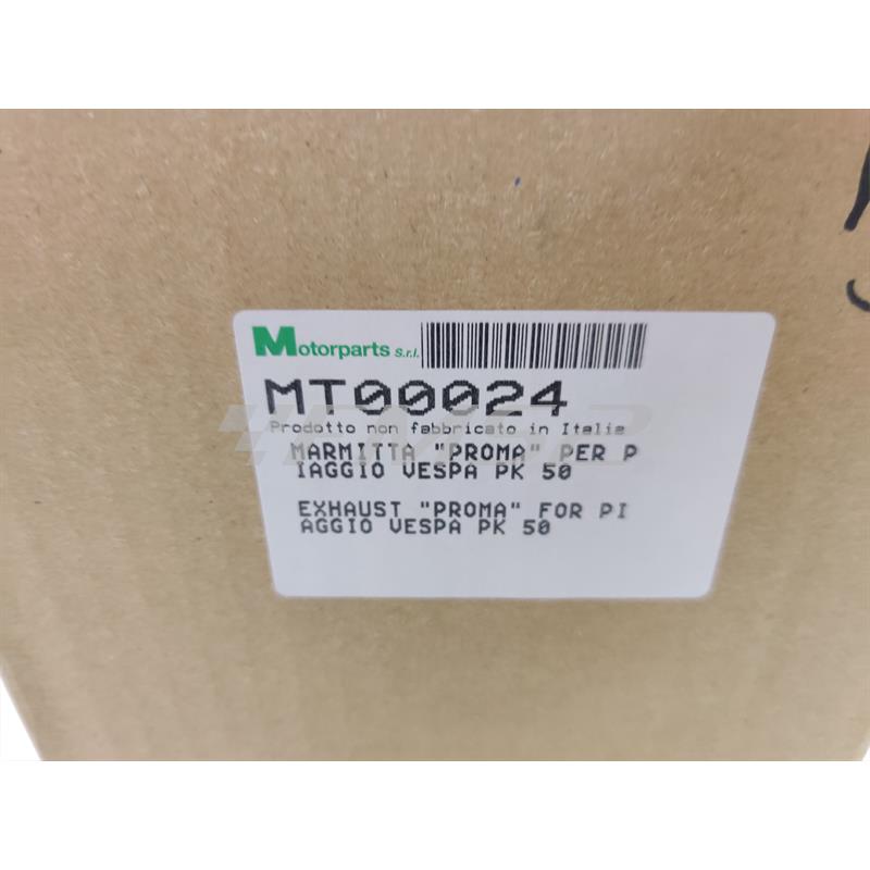 Marmitta completa di collettore modello Proma originale per Piaggio Vespa PK50, PK50S, PK50XL, ricambio MT00024