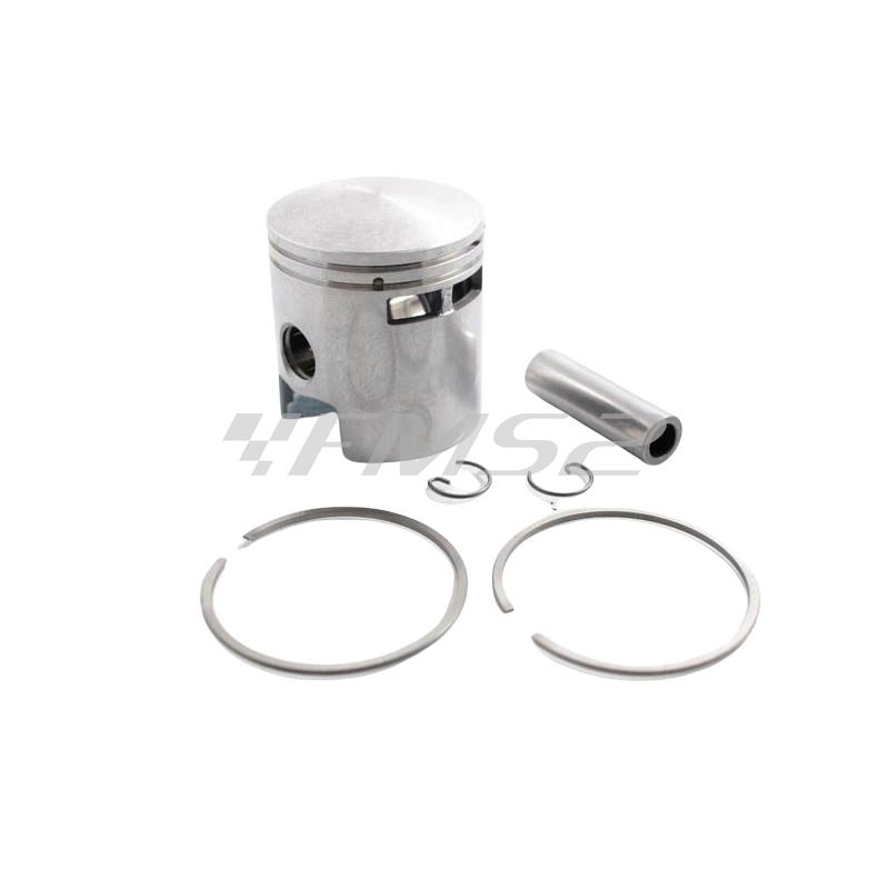 Pistone asso per gruppi termici DR a 6 travasi con diametro 47,4 mm a 2 fasce con spinotto 12 mm per Piaggio Vespa 50, Special, R, L, N, vespa PK 50 tutte le versioni, ricambio PT61