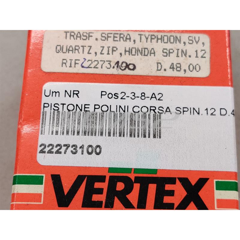 Pistone Polini corsa spinotto 12 d.48.00 mon (Vertex), ricambio 22273100