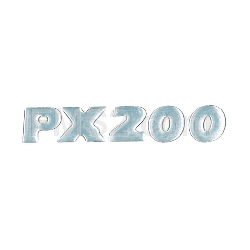 Scritta adesiva resinata PX200 per cofano destro Vespa PX200 con freno a disco anteriore (LV2), ricambio 60016129