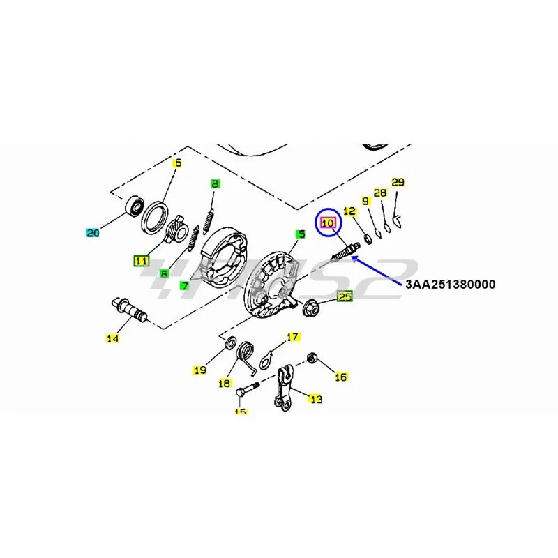 Pignone rinvio conta chilometri MBK BOOSTER 50cc prodotti fino al 1994 (booster prima serie con freno a tamburo anteriore), ricambio 3AA251380000