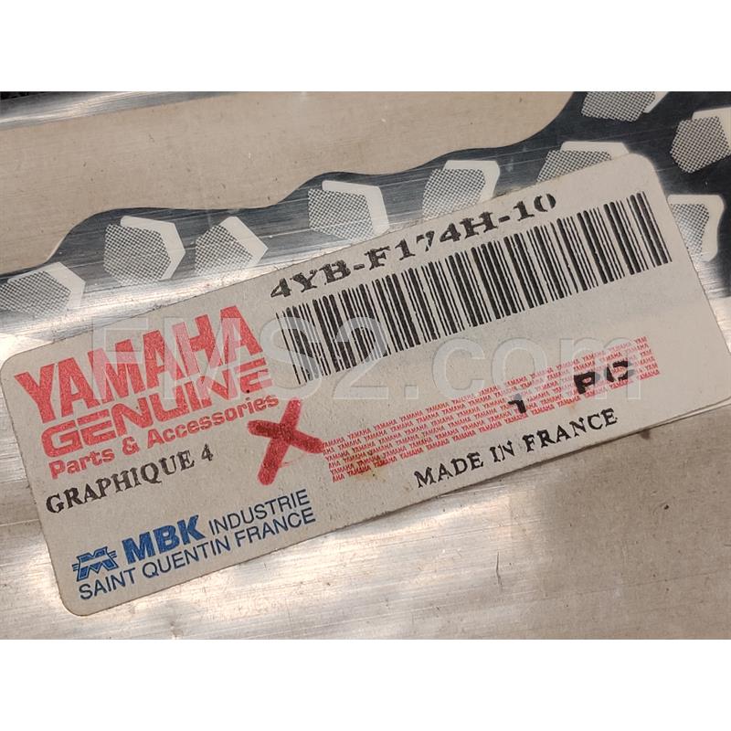 Adesivo decalcomania fianchetto destro di colore nero per MBK Booster track Yamaha, ricambio 4YBF174H1000