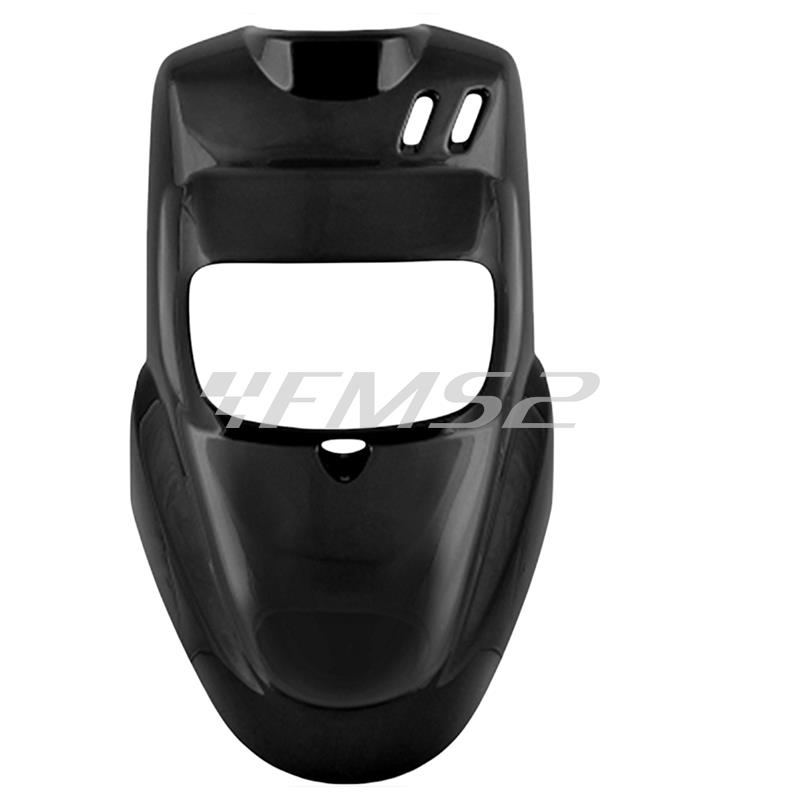 Scudo anteriore porta fanale originale Yamaha di colore nero metallizzato per scooter Mbk Booster 2004 e Yamaha Bw's 50 prodotti dal 2004 in poi, ricambio 5WWF151100P6