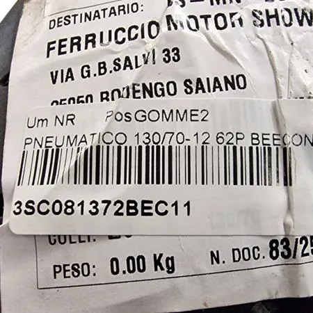 3SC081372BEC11 Pneumatico 130/70-12 62p beeconnect xl