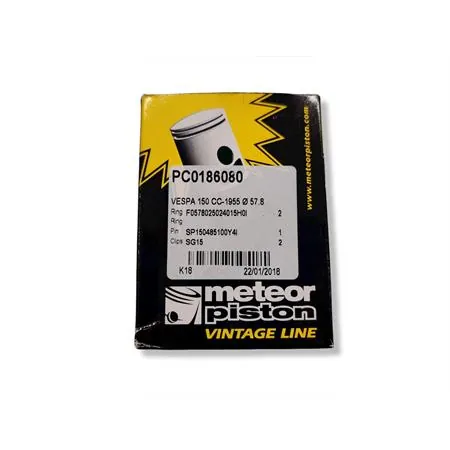 PC0186080 Pistone meteor completo di fasce elastiche, spinotto e seeger per Piaggio Vespa vl1 - vb1 con diametro 57,8 mm