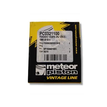 PC0321100 Pistone meteor diametro 53,5 mm bifascia per Piaggio Vespa old model 125 cc completo di fasce elastiche, spinotto e seeger ferma spinotto