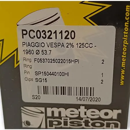 PC0321120 Pistone meteor bifascia diametro 53,7 mm per Piaggio Vespa VNB miscela al 2% 