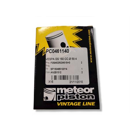 Pistone meteor diametro 59,4 mm bifascia per Piaggio Vespa GS 160 cc completo di fasce elastiche, spinotto e seeger ferma spinotto, ricambio PC0461140