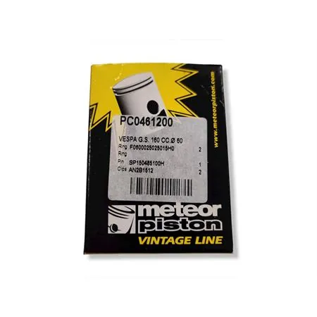 PC0461200 Pistone meteor diametro 60,0 mm bifascia per Piaggio Vespa GS 160 cc completo di fasce elastiche, spinotto e seeger ferma spinotto