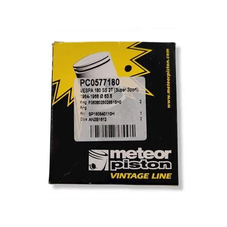 PC0577180 Pistone meteor diametro 63,8 mm bifascia per Piaggio Vespa SS 180 cc completo di fasce elastiche, spinotto e seeger ferma spinotto
