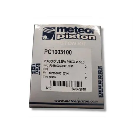 PC1003100 Pistone meteor diametro 58,8 mm bifascia per Piaggio Vespa PX 150 cc completo di fasce elastiche, spinotto e seeger ferma spinotto