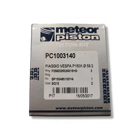 PC1003140 Pistone meteor diametro 59,2 mm bifascia per Piaggio Vespa PX 150 cc completo di fasce elastiche, spinotto e seeger ferma spinotto