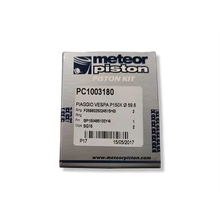 PC1003180 Pistone meteor diametro 59,6 mm bifascia per Piaggio Vespa PX 150 cc completo di fasce elastiche, spinotto e seeger ferma spinotto