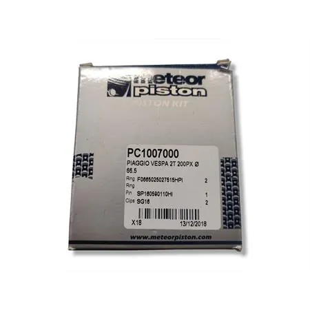 PC1007000 Pistone meteor diametro 66,5 mm bifascia per Piaggio Vespa P200E completo di fasce elastiche, spinotto e seeger ferma spinotto