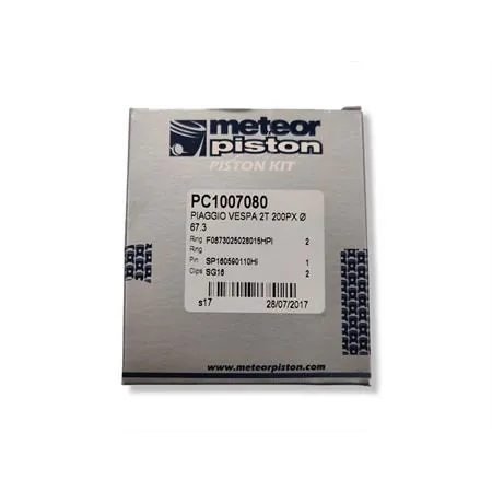 PC1007080 Pistone meteor diametro 67,3 mm bifascia per Piaggio Vespa P200E completo di fasce elastiche, spinotto e seeger ferma spinotto
