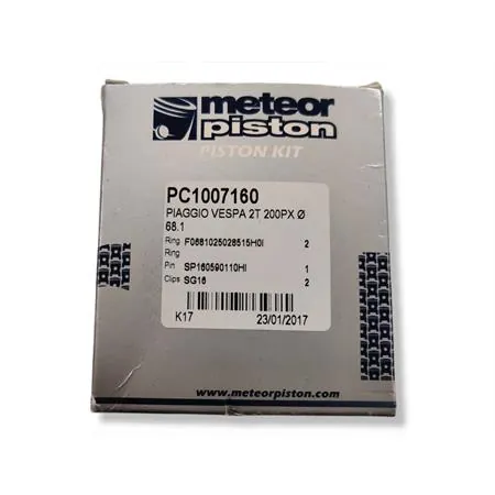 PC1007160 Pistone meteor diametro 68,1 mm bifascia per Piaggio Vespa P200E completo di fasce elastiche, spinotto e seeger ferma spinotto