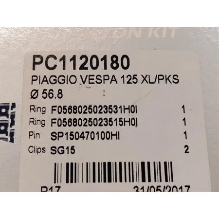 PC1120180 Pistone meteor vespa et3 diam.56,8 mm l