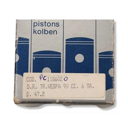 Pistone meteor completo di fasce elastiche, spinotto e seeger da abbinare al gruppo termico DR vespa 6 travasi con diametro 47,2 mm per Piaggio Vespa 50, Ape 50, PK50, ricambio PC1186020
