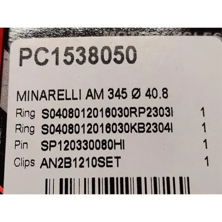 Pistone meteor bifascia per motori Minarelli AM6 con diametro 40,8 mm completo di fasce elastiche, spinotto e seeger da 12 mm, ricambio PC1538050