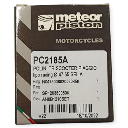 Pistone Meteor diametro 47,6 mm spinotto 12 mm e selezione A per gruppi termici Polini Evolution scooter, ricambio PC2185A