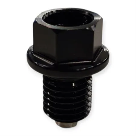 B891618 Tappo scarico olio magnetico M12 passo 1,5 lunghezza 13 mm in ergal anodizzato nero con foro legatura di sicurezza - KTM / HUSQVARNA / GAS GAS