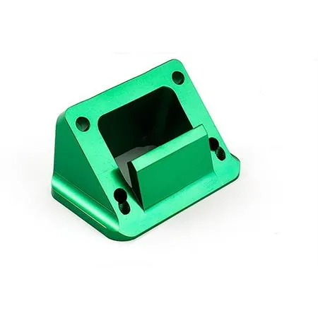 Collettore in gomma con basetta in alluminio di colore verde anodizzato MXS big valve high flow system per scooter con motore Minarelli verticale Booster, ricambio MXS010