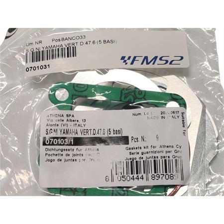 Serie guarnizioni smeriglio Athena per gruppo termico Racing e Sporting in alluminio con diametro 47,6 mm per scooter con motore Minarelli verticale Booster, ricambio 070103/1