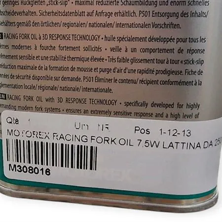 M308016 Olio forcelle racing Motorex con densità 7,5W - lattina da 250 ml