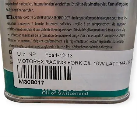 M308017 Olio forcelle racing Motorex con densità 10W - lattina da 250 ml