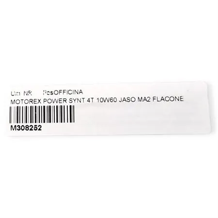 M308252 Olio motore Motorex Power Synt 4 tempi 10W-60 JASO MA2, API SP/SN/SM - flacone da 1 litro