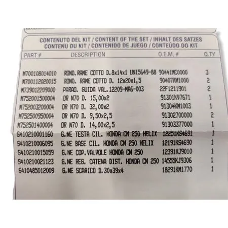 Guarnizioni smeriglio Honda cn250 helix 92-95-hexa250 Athena, ricambio P400210600223