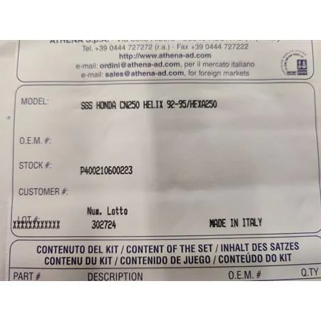 Guarnizioni smeriglio Honda cn250 helix 92-95-hexa250 Athena, ricambio P400210600223
