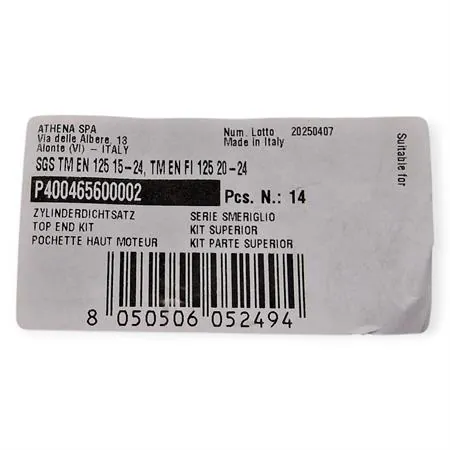 P400465600002 Serie guarnizioni smeriglio per TM Racing SMR / EN 125 Fi 2020-2025, EN 125 2006-2021, MX 125 2006-2025, EN / MX 144 2008-2025 e MX 85 2007-2019