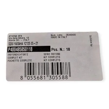 P400485850118 Serie guarnizioni motore Yamaha YZ 125 2005-2021, YZ 125 X 2020-2022, Fantic XE 125 2021-2022 e XX 125 2021