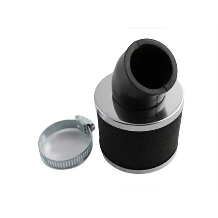 S410000200005 Filtro aria Athena in spugna con attacco inclinato a 45° e diametro di fissaggio da 28 - 29 mm completo di fascetta fissaggio e tappo cromato