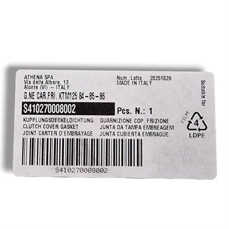 Guarnizione carter frizione per KTM GS e MX 125 prodotti dal 1984 fino al 1986 con type motore 501, ricambio S410270008002