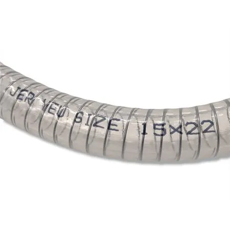 093801A Tubo trasparente TNT  con rinforzo interno a spirale metallica per utilizzo liquido raffreddamento scooter con motore Minarelli e dimensioni 15x22 mm
