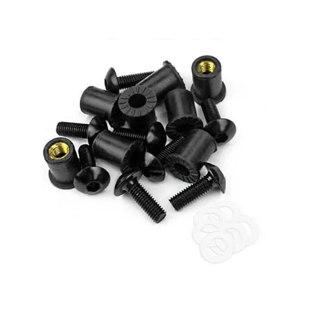 Set 8 viti e gommini M5 x 1 mm per fissaggio cupolino con viti in alluminio di colore nero, ricambio 171005