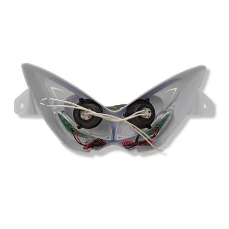 Fanale anteriore con 2 fari alogeni e 2 strisce led per Nitro Aerox, colore bianco, ricambio 201303