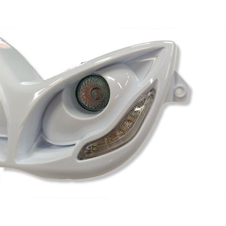 Fanale anteriore con 2 fari alogeni e 2 strisce led per Nitro Aerox, colore bianco, ricambio 201303