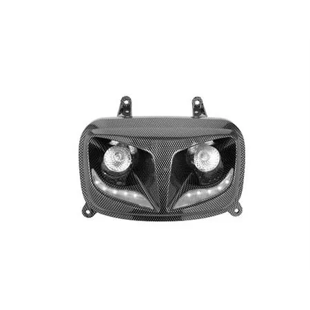 Fanale anteriore con 2 fari alogeni e 10 luci led per scooter MBK Booster dal 2004 in poi e Yamaha BW'S dal 2004, colore carbonio