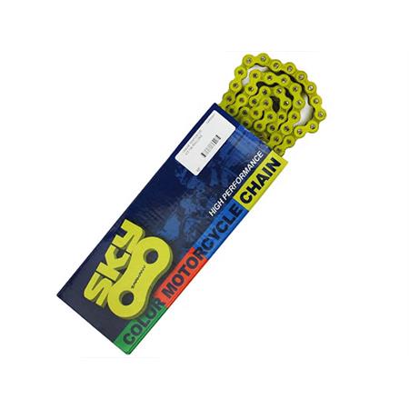 Catena rinforzata sarkany di colore gialla passo 420 e 134 maglie (TNT), ricambio 241017B