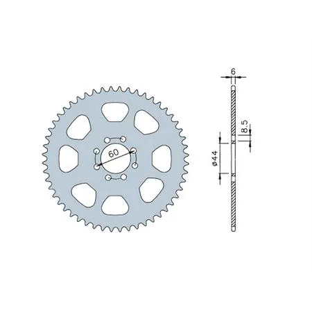 Corona posteriore TNT in acciaio con 52 denti per catena passo 420 e applicabile ai ciclomotori Malaguti XTM e STM, Mbk X limit e Yahama DT 50 R, ricambio 264725