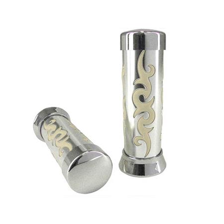 Coppia manopole tribal cromo / bianco, ricambio 340600A