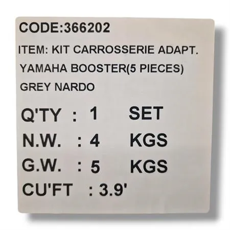 Kit carene 5 pezzi TNT di colore grigio Nardò per scooter MBK Booster spirit e Yamaha original Bw's prodotti fino al 2003, ricambio 366202