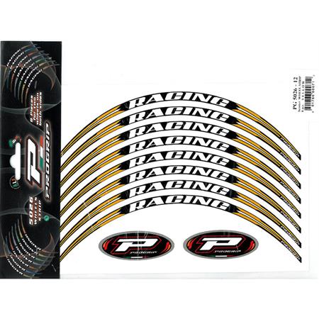 Tabella adesivi wheel strips 8 pezzi per cerchi ruota scooter da 12  di colore giallo ProGrip (Big Star), ricambio 6502612Y
